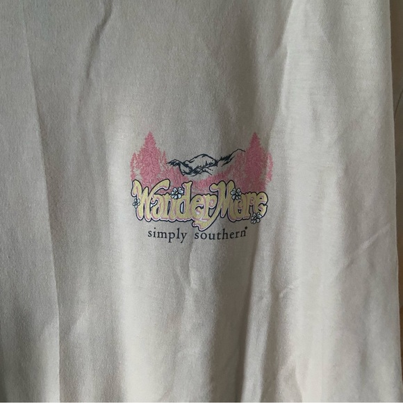 Simply Southern Cream Long Sleeve Tshirt Wander More New with Tags - Picture 5 of 5